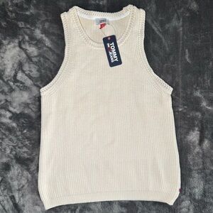 NWT Tommy Jeans White Knit Sweater Tank Top L‎ Classic Summer Layering